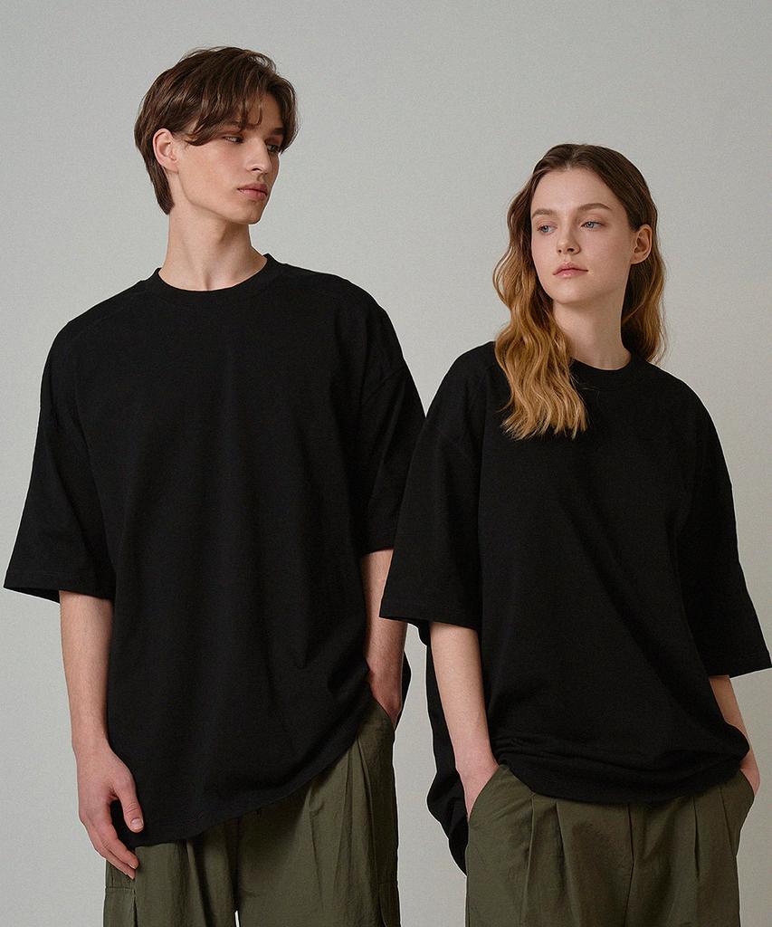 Baldebeullangko [2Pack] Cotton Cut-Out Oversized Short Sleeve T-Shirt 3 Colors
