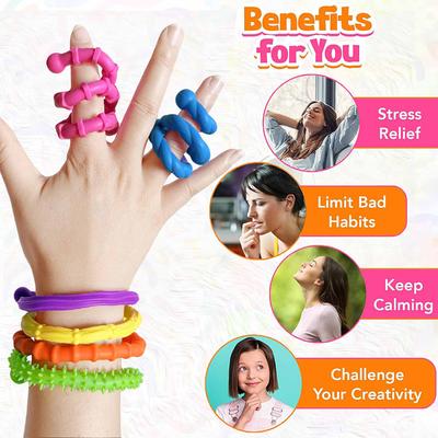6 Pcs Colorful Silicone Sensory Sticks Autism Textured Calming Fidget Toy Classroom Student Anxiety Relief Travel Relaxation Toy