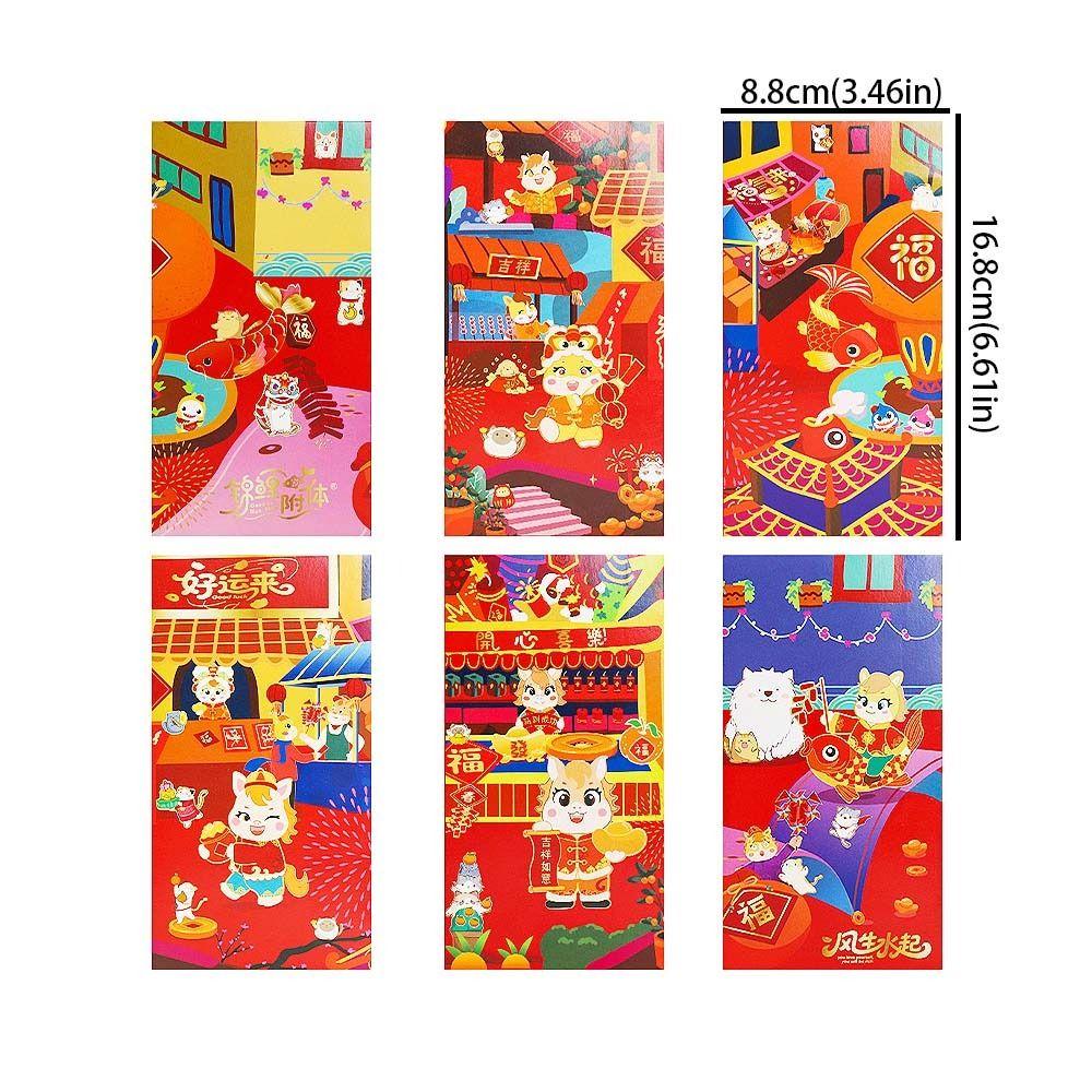 6pcs Cartoon Red Envelope Traditional Red Pocket 2026 Horse Year Money Envelope  Spring Festival