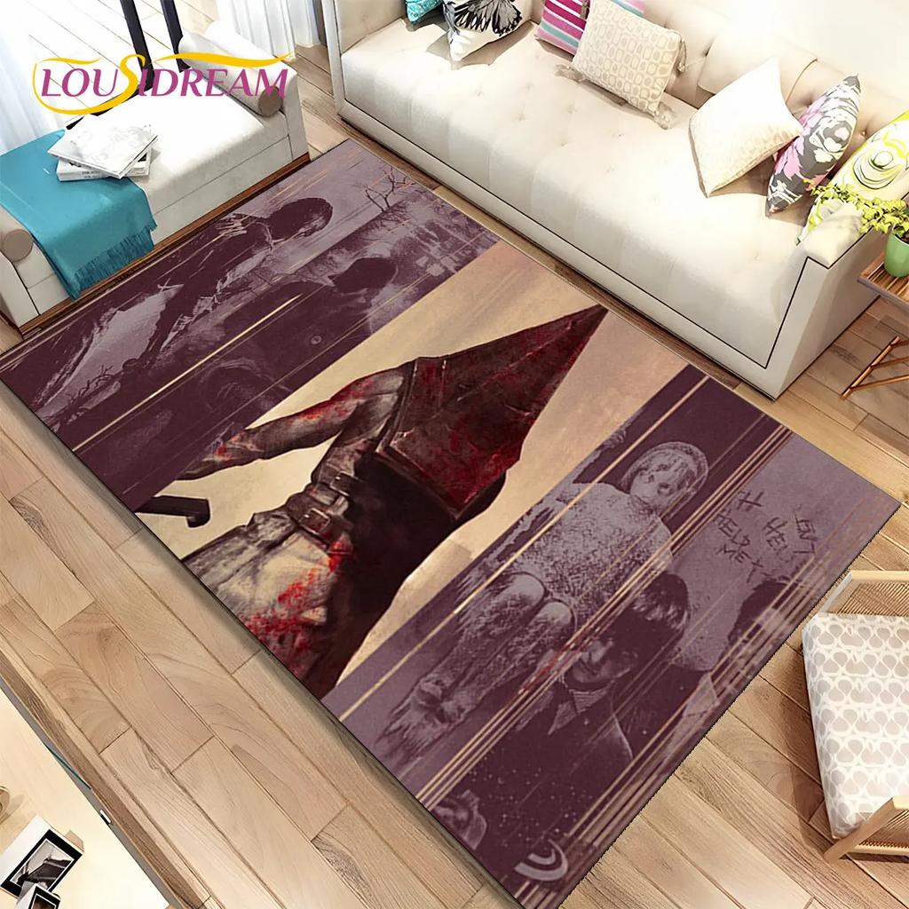 Teppich mit Horrorfilmspielen von Silent Hill, Teppich für Wohnzimmer, Schlafzimmer, Sofa, Fußmatte, Dekoration, rutschfeste Bodenmatte für Kinder