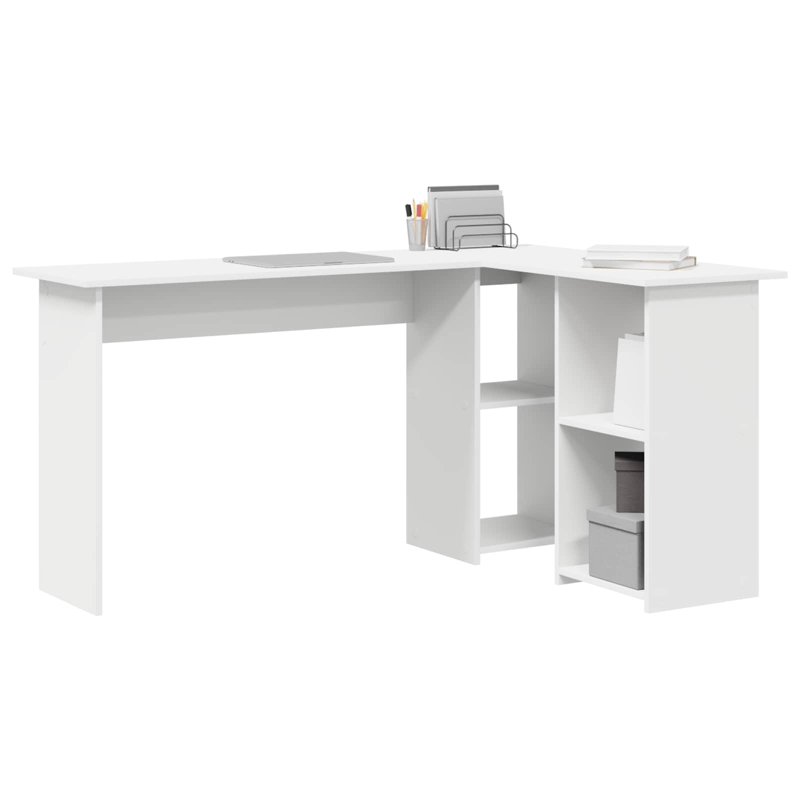 Weißer Eckschreibtisch mit Regal 142 x 102 x 73 cm Holzwerkstoff