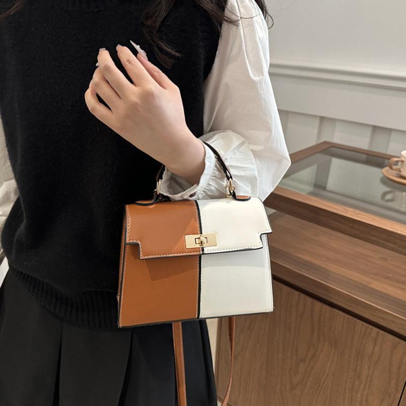 2025 New Color-Block Shoulder Bag Commuter Handbag  Premium Metal Lock Crossbody