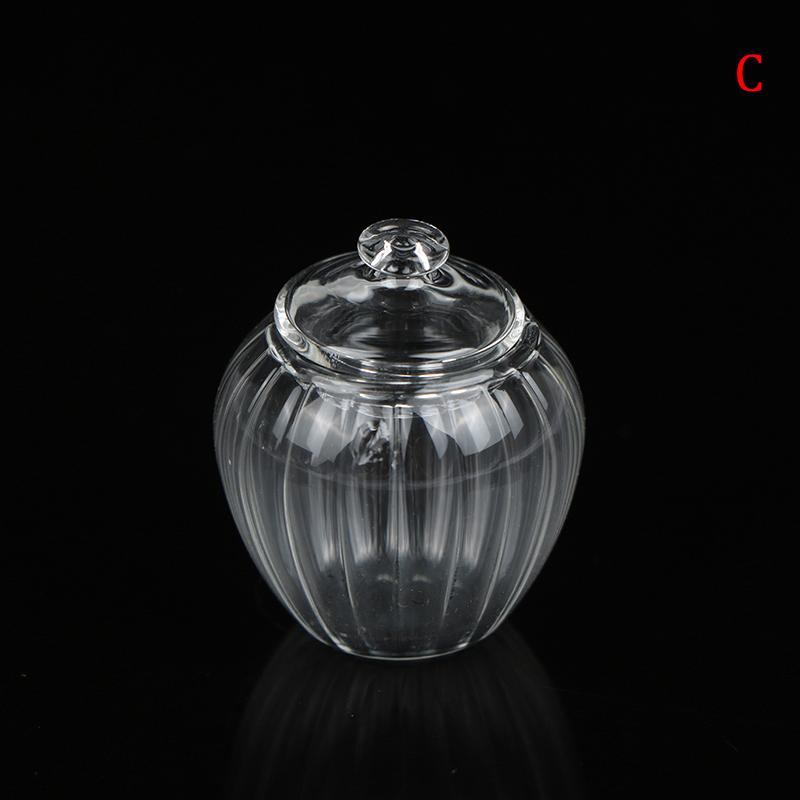 1/12 Scale Pretend Toy Dollhouse Miniature Glass Candy Jar Simulation Candy Bottle Model Toy For Dollhouse Decoration