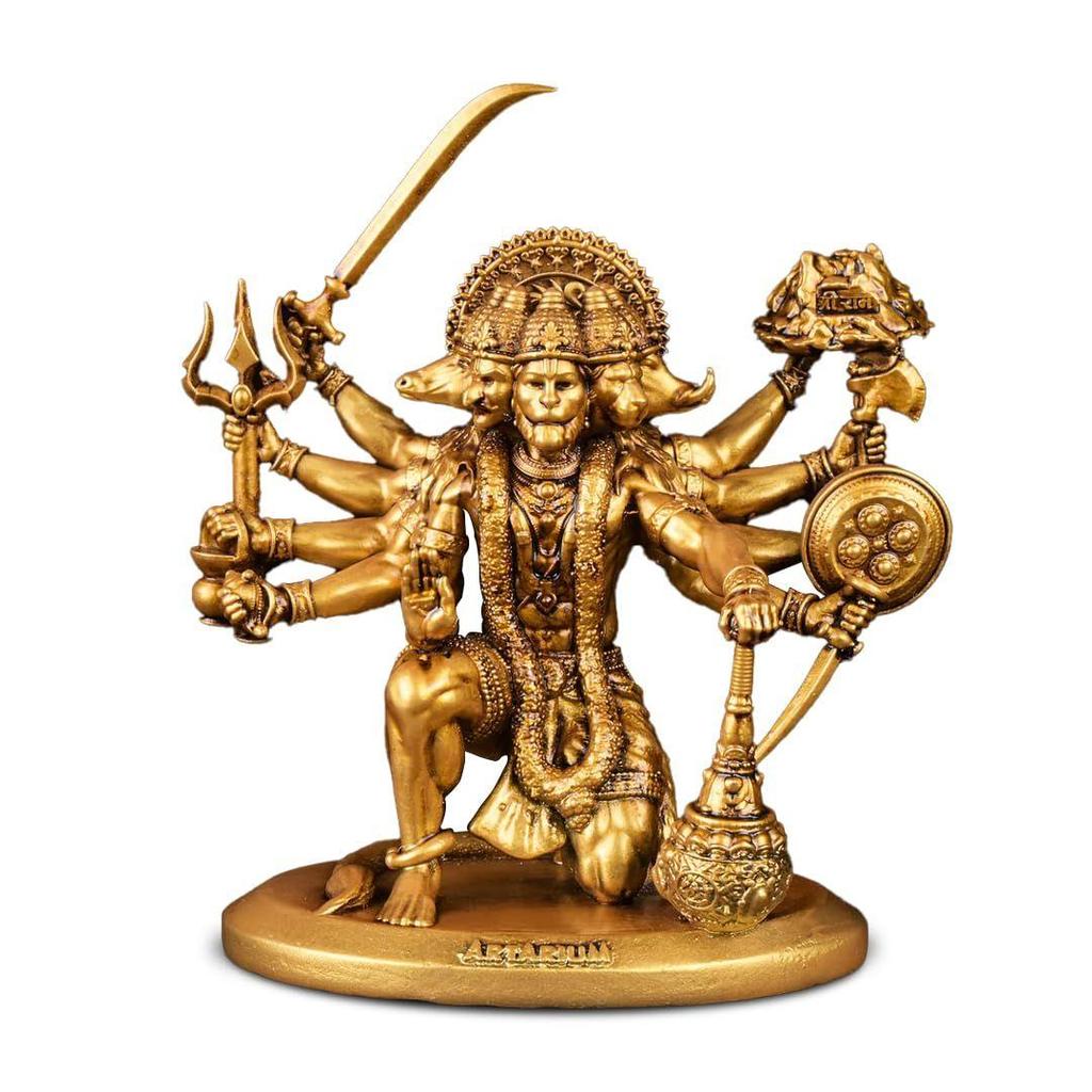 Panchmukhi Hanuman Idol for Car Dashboard & Home Decor, Bajrangbali Murti Pavan Putra Sankat Mochan Hanuman Statue Showpiece