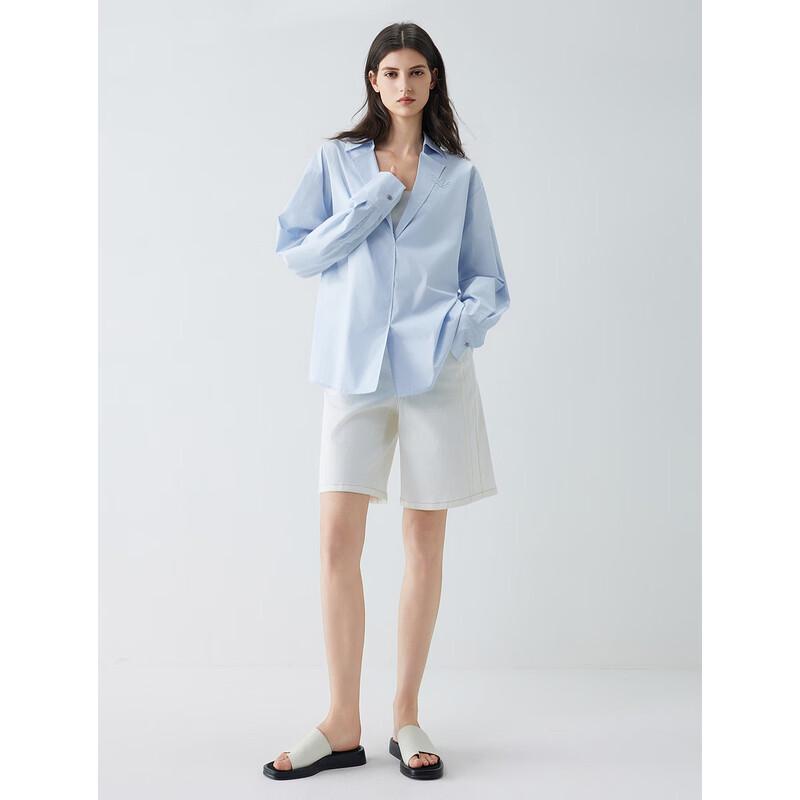 ELLE Women's French Loose Cotton Commuter Shirt