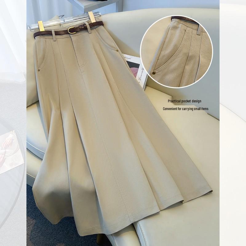 Pleated Midi Skirt - Women's Petite, Spring/Autumn Collection, Temperate OL Commute Style