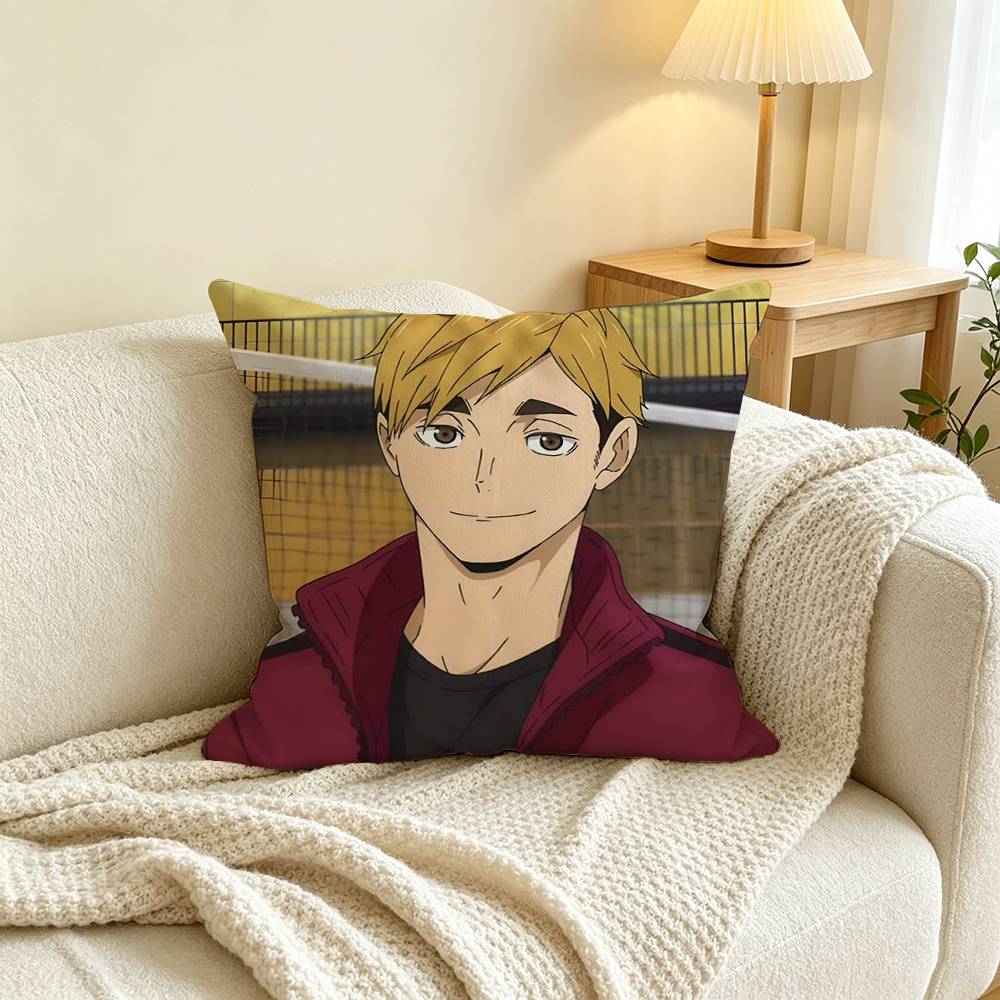 Anime H-Haikyuu Atsumu Miya Pillow Case Square Double-Sided Sofa Cushion Cover Bedroom Bedside Pillow