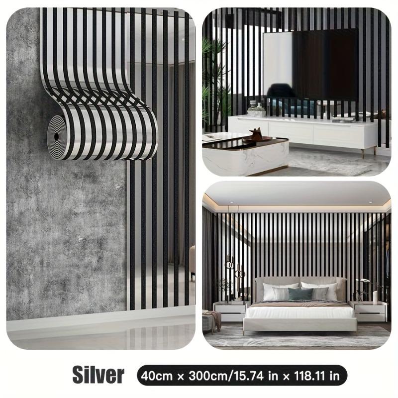 1/2/3Rolls 300cm X 40cm Self-adhesive Large Roll Wall Panels Luxury Mirror Embossed and Metallic Grille DIY Wall Sticker TV Back