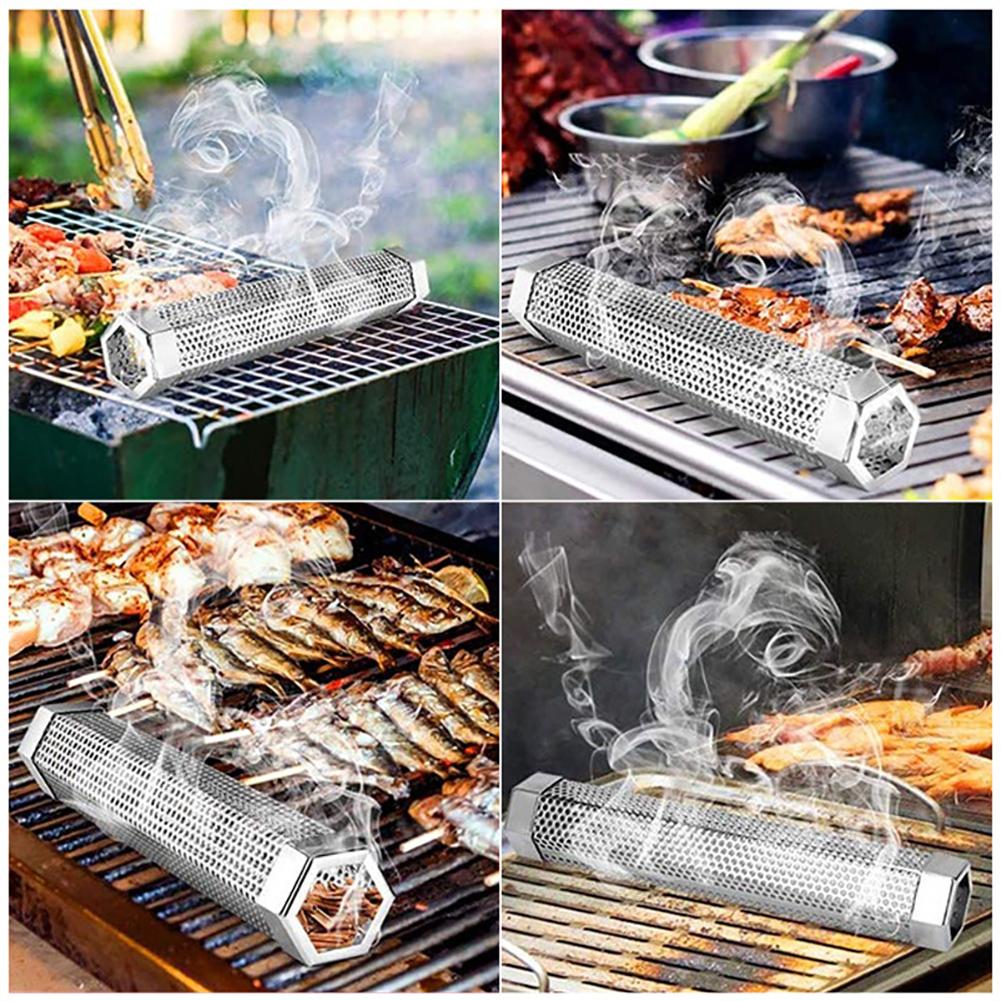 Grilled Meat Chicken Smoker Tube Refillable Wood Chip Cold Hot Smoking Tube for BBQ Camping