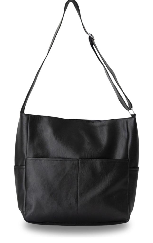 Radibell Women's Crossbody Shoulder Bag, Large Capacity, Lightweight, for Commuting, School, and Business, A4 Size, 2-Way, Faux Leather (Black)