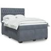 Exclusive House - Dark Grey Bed Slat Base and Mattress 140x200cm Velvet