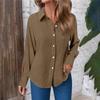 Women's Fashion Casual Solid Color Split Button Long Sleeve Shirt Top