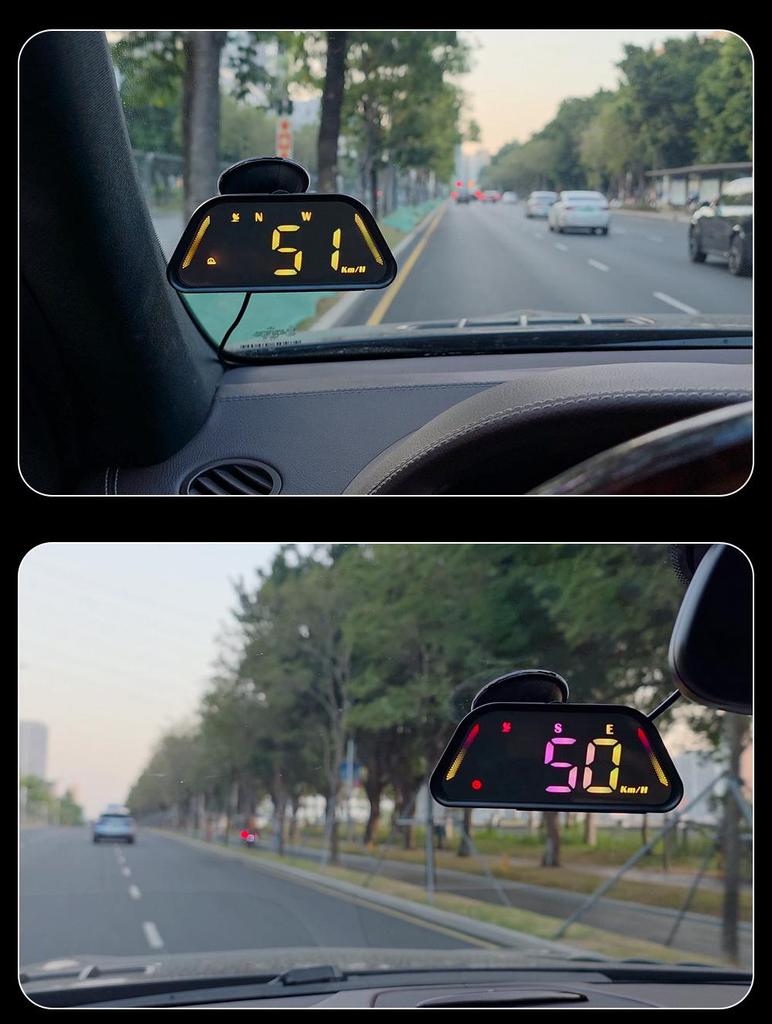 Universal Car HUD Head-Up Display with BeiDou GPS, Altitude, Date, and Colorful Speedometer