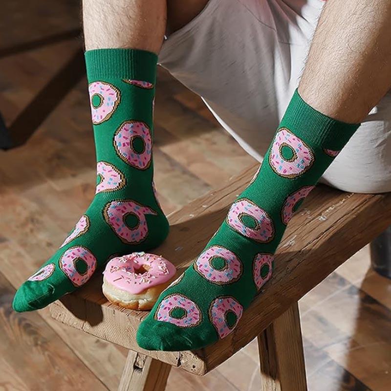 Cute Socks for Men and Women Print Art Painting Food Colorful Bee Skateboard Middle Tube Socks