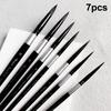 7Pcs Art Brush Set - Round/Pointed Tips For Gouache/H2O | Beginner Artist Kit W/Wood Handle (No Shed)