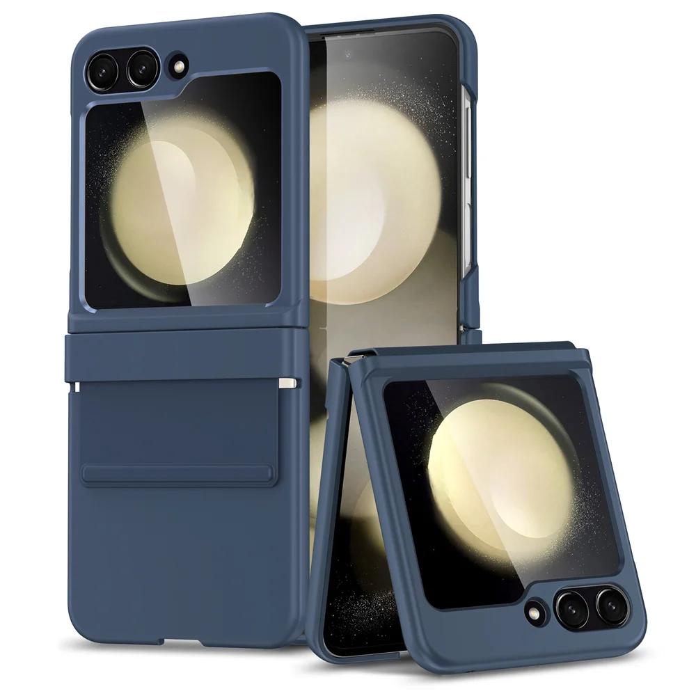 Luxury Skin Friendly Flip 5 6 Case for Samsung Galaxy Z Flip 5 3 4 6 Shockproof Hard Hinge Acrylic Slim ZFlip5 Flip3 Flip4 Cover