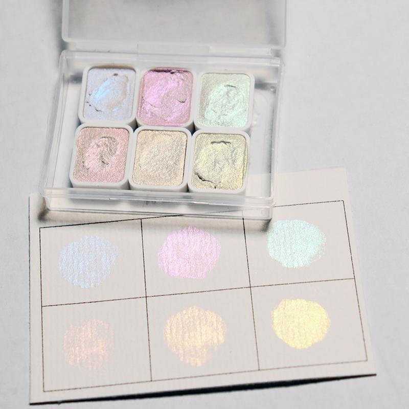 Juego de pintura de acuarela sólida manual de la serie Pearl de 6 colores de 1 ml para pintar uñas con acuarela decorativa