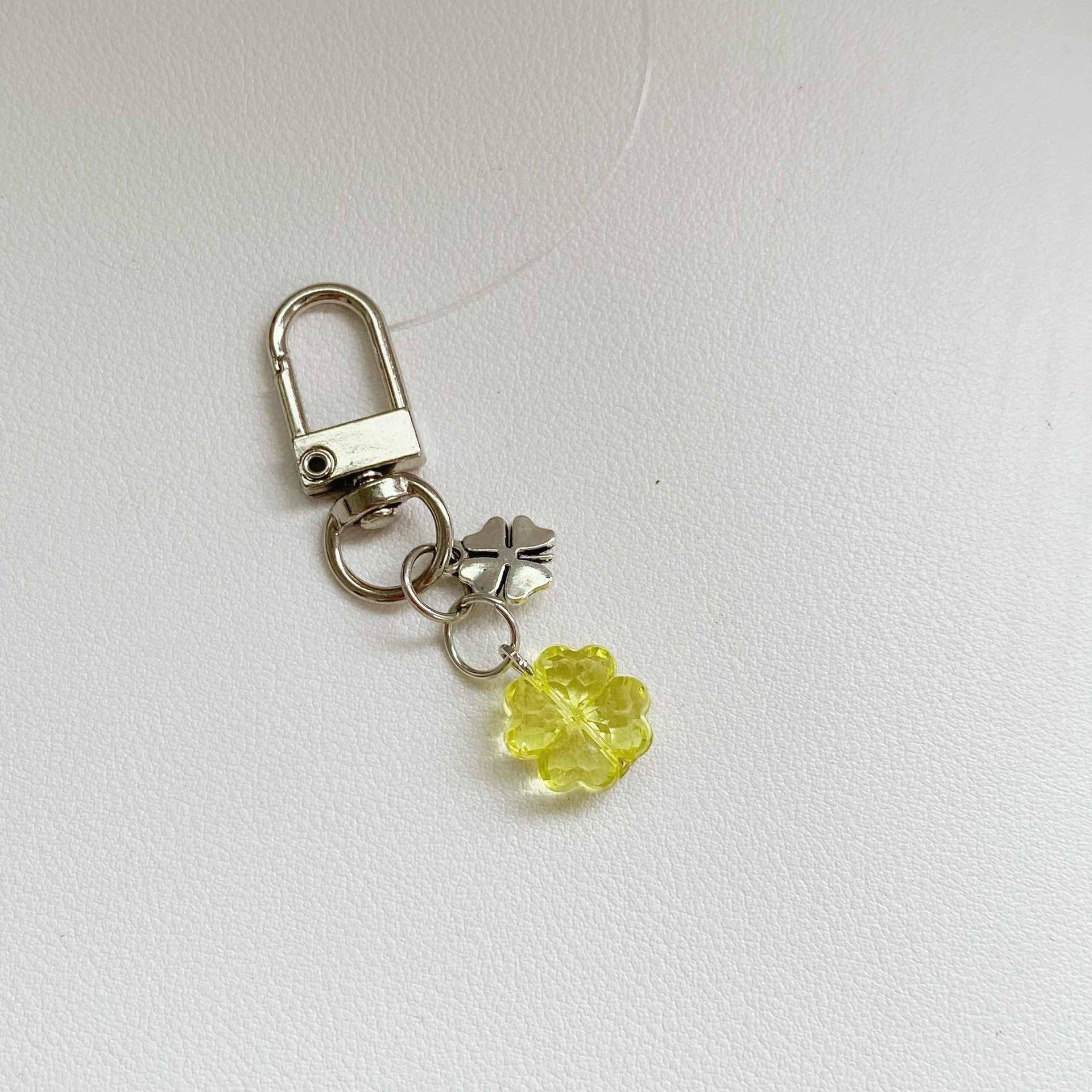

1Pc Original , Transparent Green Four-leaf Clover Mobile Phone Chain Lucky Four-leaf Korean Pendant Pendant