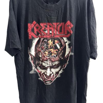Vintage anni '90 1990 KREATOR Coma of Soul Rock Thrash Metal Tour Concerto Promo t-shirt e maglietta per bambini taglia L