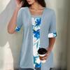 Summer 2024 European American Printed Two-piece Short-sleeved T-shirt for Women