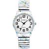 Bohemia Elastic Belt Watch with Arabic Numerals, Analog Quartz, Water Resistant, White Floral Print
