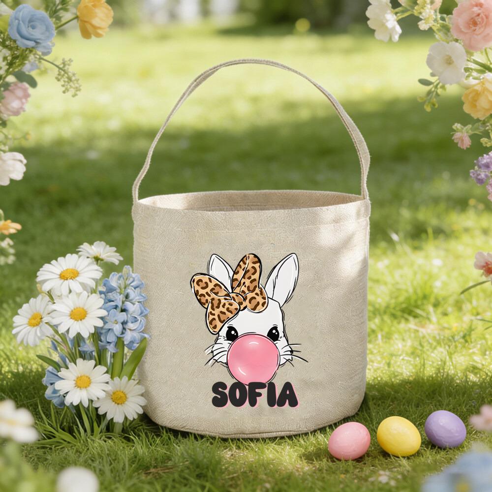 

Personalized Easter Basket with Name Kids Easter Basket for Boys/Girls Toddler Egg Hunt Tote Bag with Name Children Easter Gift