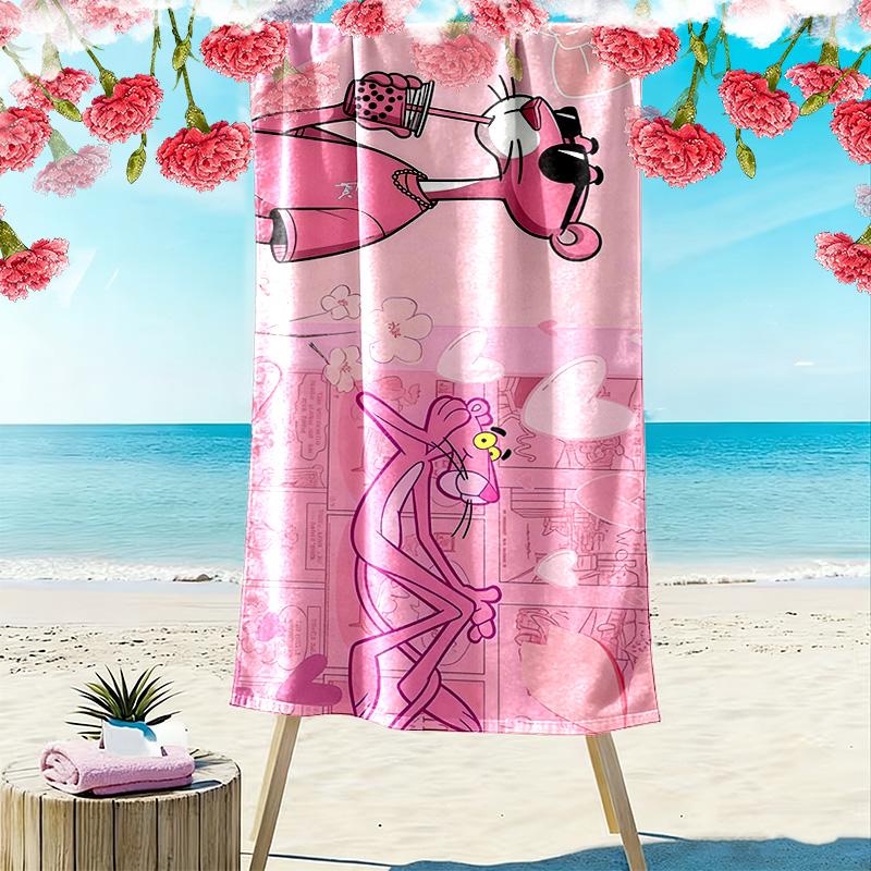 Pink Panther Print Beach Towel, Large Soft Quick Dry Towel for Beach Camping Swimming