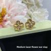 High Quality Four-leaf Clover Earring Buckle White Mother-of-pearl Earrings Red Chalcedony Black Agate Earrings