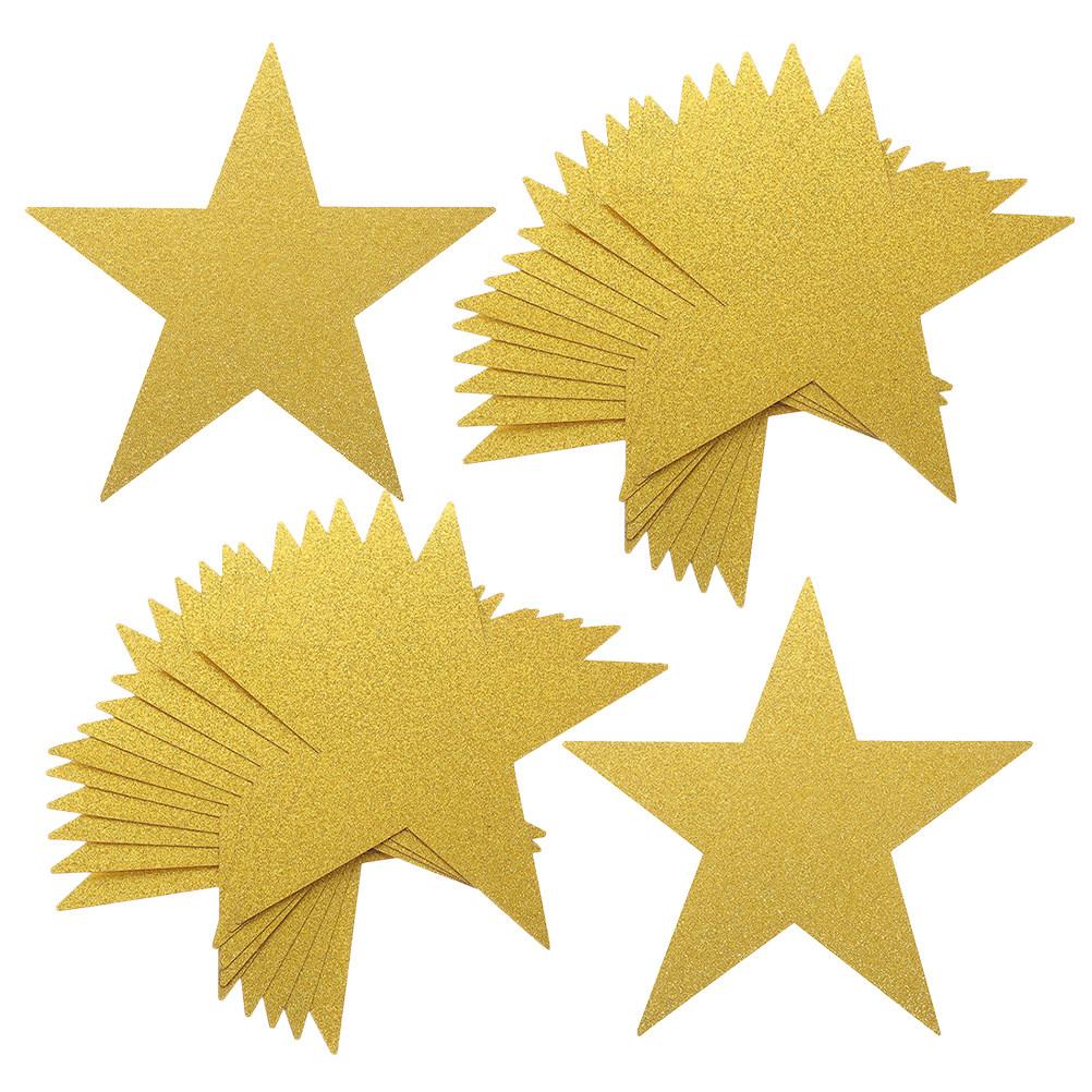 48Pcs Paper Star Cutouts Glitter Hand-Cut Decorations Classroom Bulletin Board Creative Drawing DIY Craft Supplies
