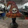 New Halloween Witch Hat Resin Table Lamp, Stained Glass Effect LED Night Light, Mystical Desktop Decor Ornament