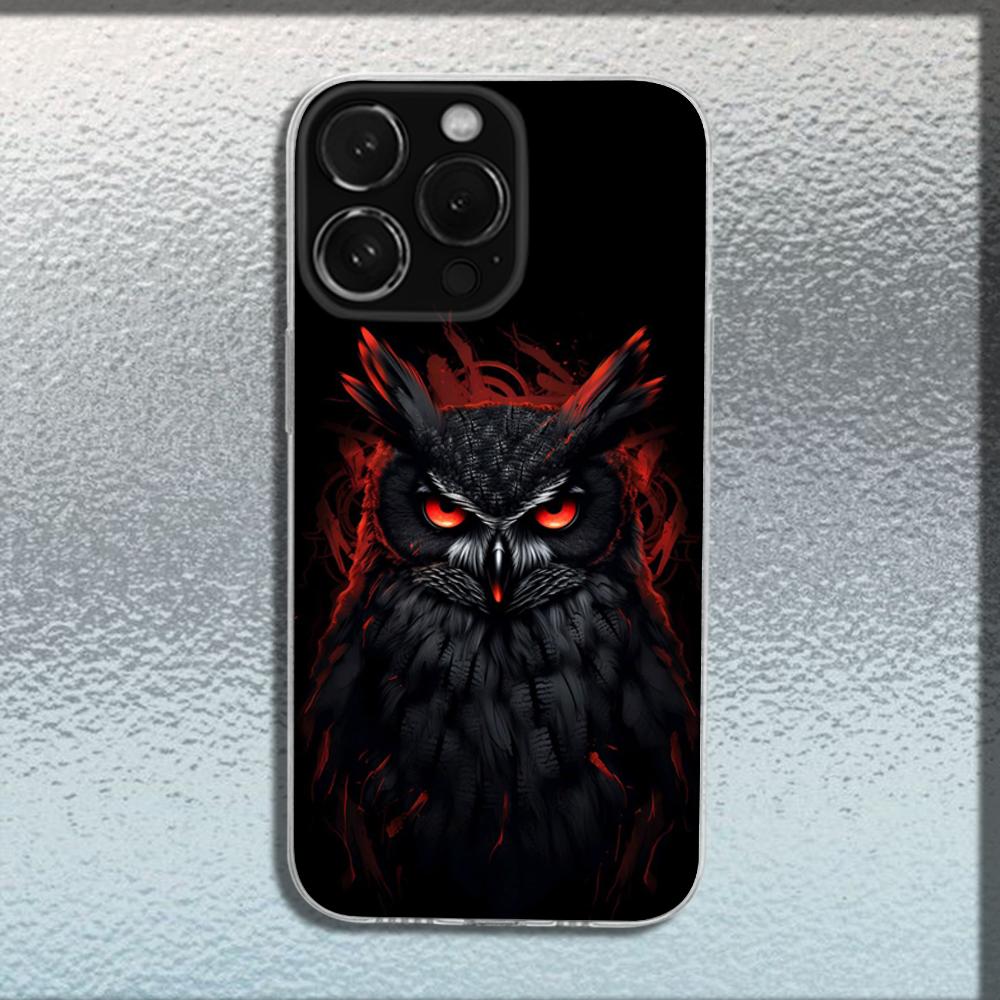Cool EYE Owl Phone Case For iPhone 16,15,14,13,12,11 Plus,Pro,Max,XR,XS,X,Plus,SE,Mini Transparent Soft Cover