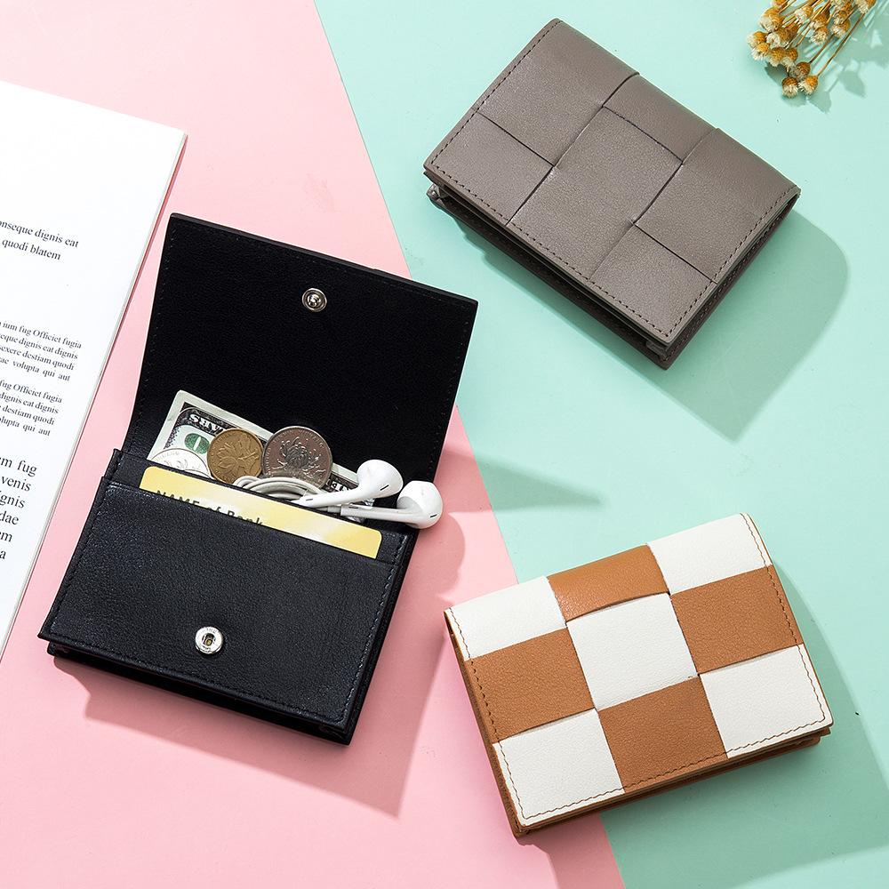 New ultra-thin change bag, business card bag, high-end ins style, high-end sense woven card bag, small and exquisite for women