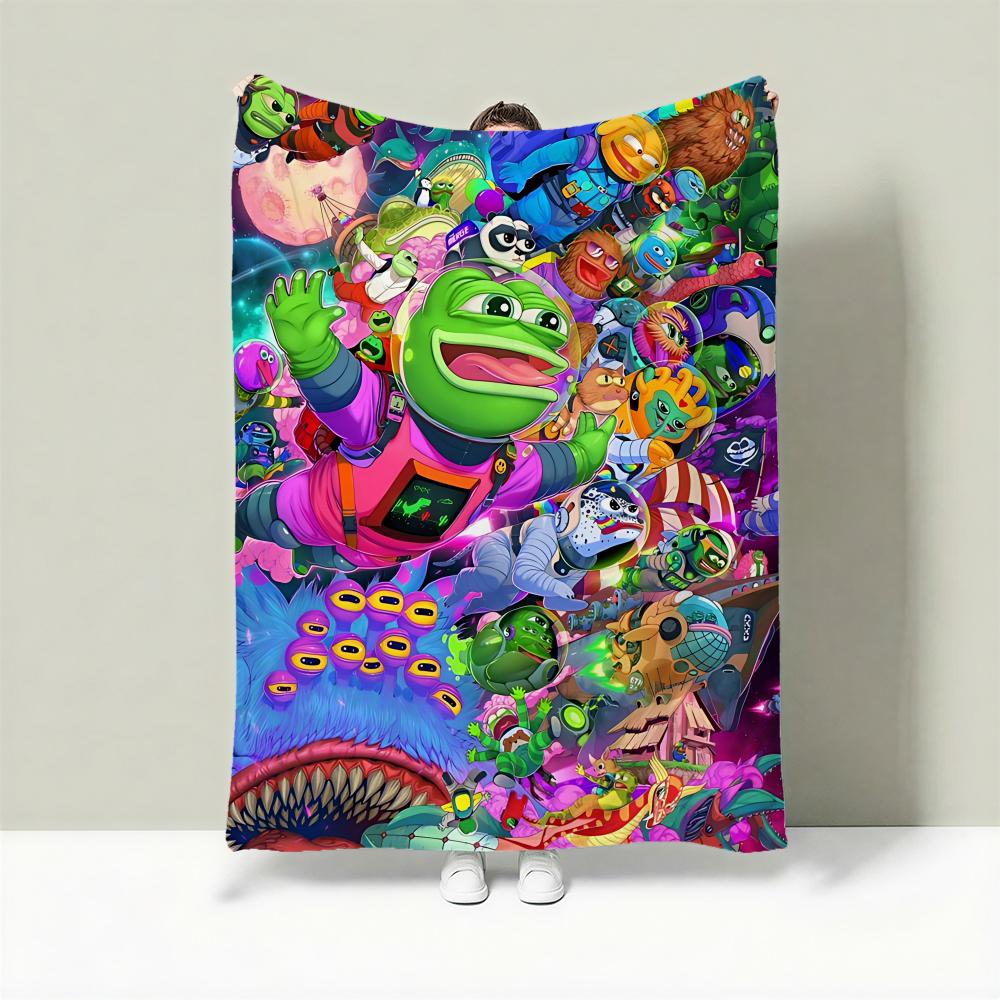 Meme P-Pepe the Frog Throw Lightweight 240g Flannel Blanket Soft Skin-friendly for Summer Cooling 75X95CM