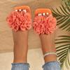 Large size slippers women's 2025 summer new women's fashion flower one-word casual flat-bottomed beach cool slippers