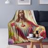 Jesus Christ Angelic Heart Religious Blankets Soft Warm Flannel Throw Blanket Bedding for Bed Living Room Picnic Travel Sofa