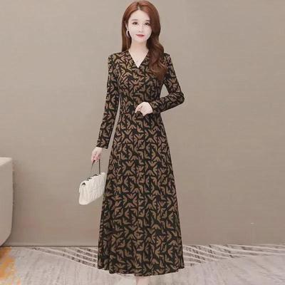 Large Size Elegant Long Sleeve Spring/Autumn Skirt with Pockets for Women