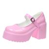 Fashion Hot Pink Princess Shoes for Women Chunky Platform Super High Heels Mary Janes Shoes Woman Pumps Thick Heeled Y2K Lolita Shoes
