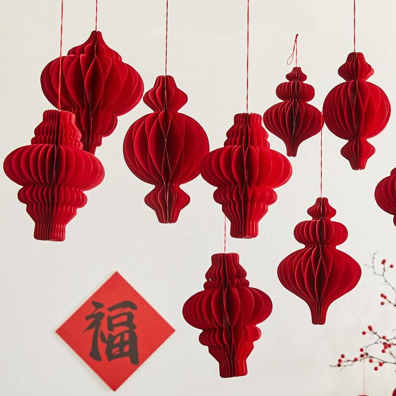 Christmas Hanging Ornament Christmas Balls 3D Honeycomb Hanging Pendant New Year Decoration Paper Christmas Tree Decor Ornament