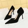 Office Women Suede Pumps Side Hollow High Heel Shoes New Wedding Party Red Green Shallow Mouth Pointed Toe Stiletto