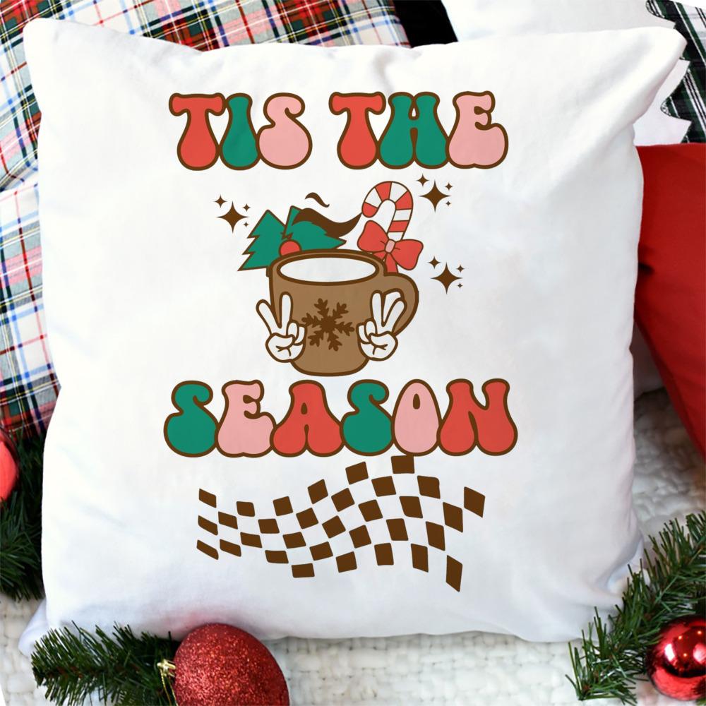 Tis The Season Christmas Pillow Case Christmas Decorate Home Cushion Cover Holiday Pillowcase Xmas Gift for Family Friends