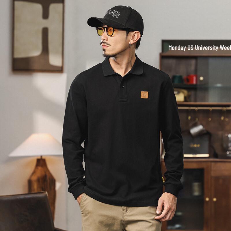 JEEP Men s Casual Outdoor Long-Sleeve Polo Shirt 2XL
