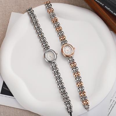 Nuovo design elegante quadrante a punti di diamante ovali cinturino dal design elegante cinturino in acciaio orologio al quarzo