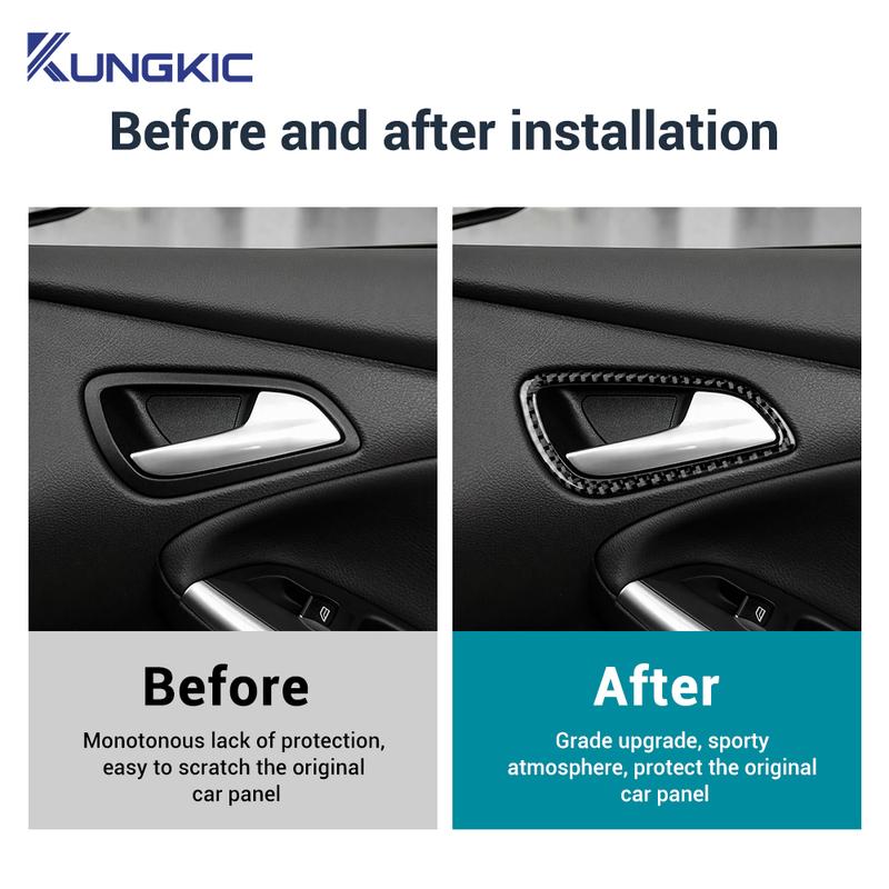 For Ford Focus SE ST Ecoboost 2012 2013 2014 Real Soft Carbon Fiber Sticker LHD RHD Car Door Handle Frame Panel Trim Accessories
