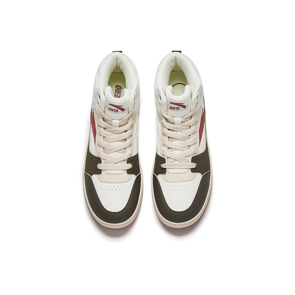 Anta Year One Lässige Mode Strapazierfähige Leichte High-Top Skateschuhe Herren Sneaker Weiß Braun Rot 912548083-6