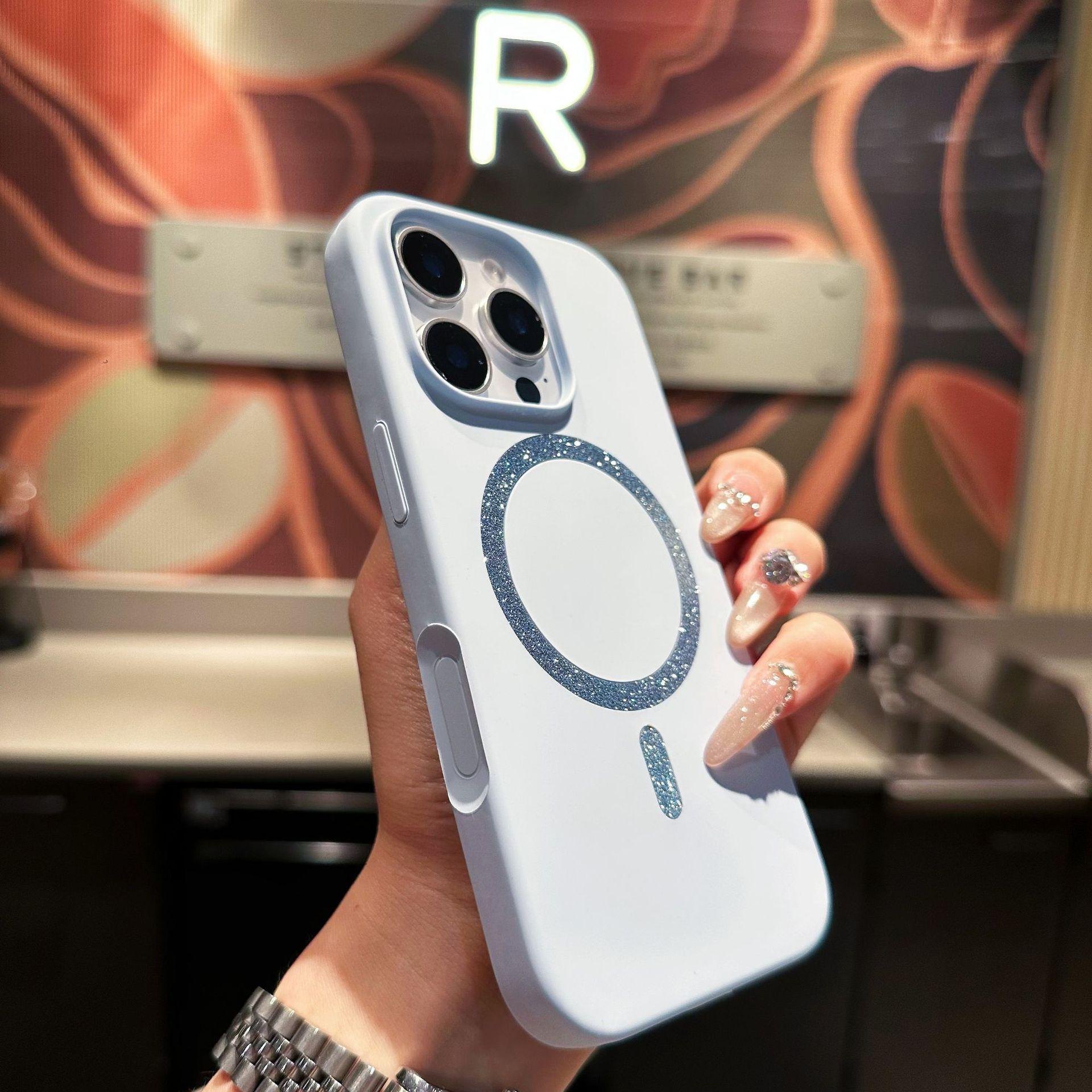 

iPhone 17 Liquid Silicone Glitter Case with Magnetic Ring - Premium Soft Anti-Drop Protection 16