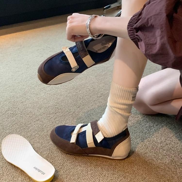 Grape Mom Studiolee Double Velcro Soft Sole Soft Surface Ballet Single Shoes Mary Jane Sports Casual Shoes Women