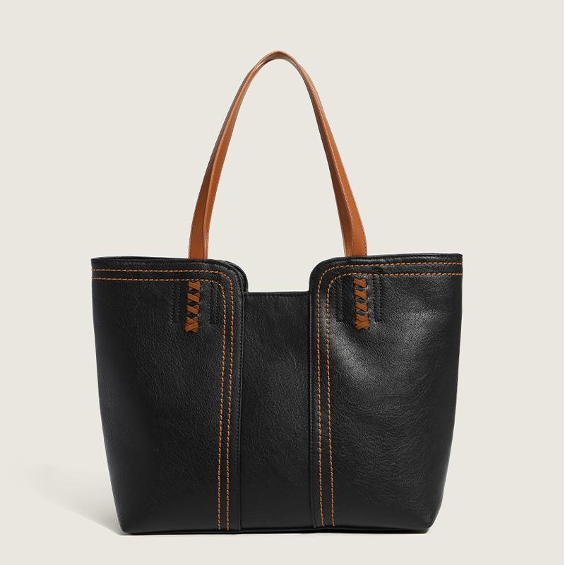 

Модная Элегантная и Простая Сумка-тоут Ретро Большая вместимость Одноплечевая Ручная Носимая для Поездок Большая Сумка чёрный