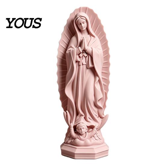 Durable Virgin Mary Sculpture Statue, Religious Resin Sculpture, Blessed Holy Lightweight Statue Mother Figurine for Catholic Home Desk Decor