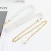 Fashion Adjustable Acrylic Pearl Belt Women Ladies Metal Thin Chain Belt Slim Body Chains Straps Dress Skirt Elastic Waistband