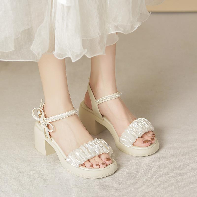 Sandals women's new summer French fashion word with fairy style sandals women's thick heels sandals high heels women